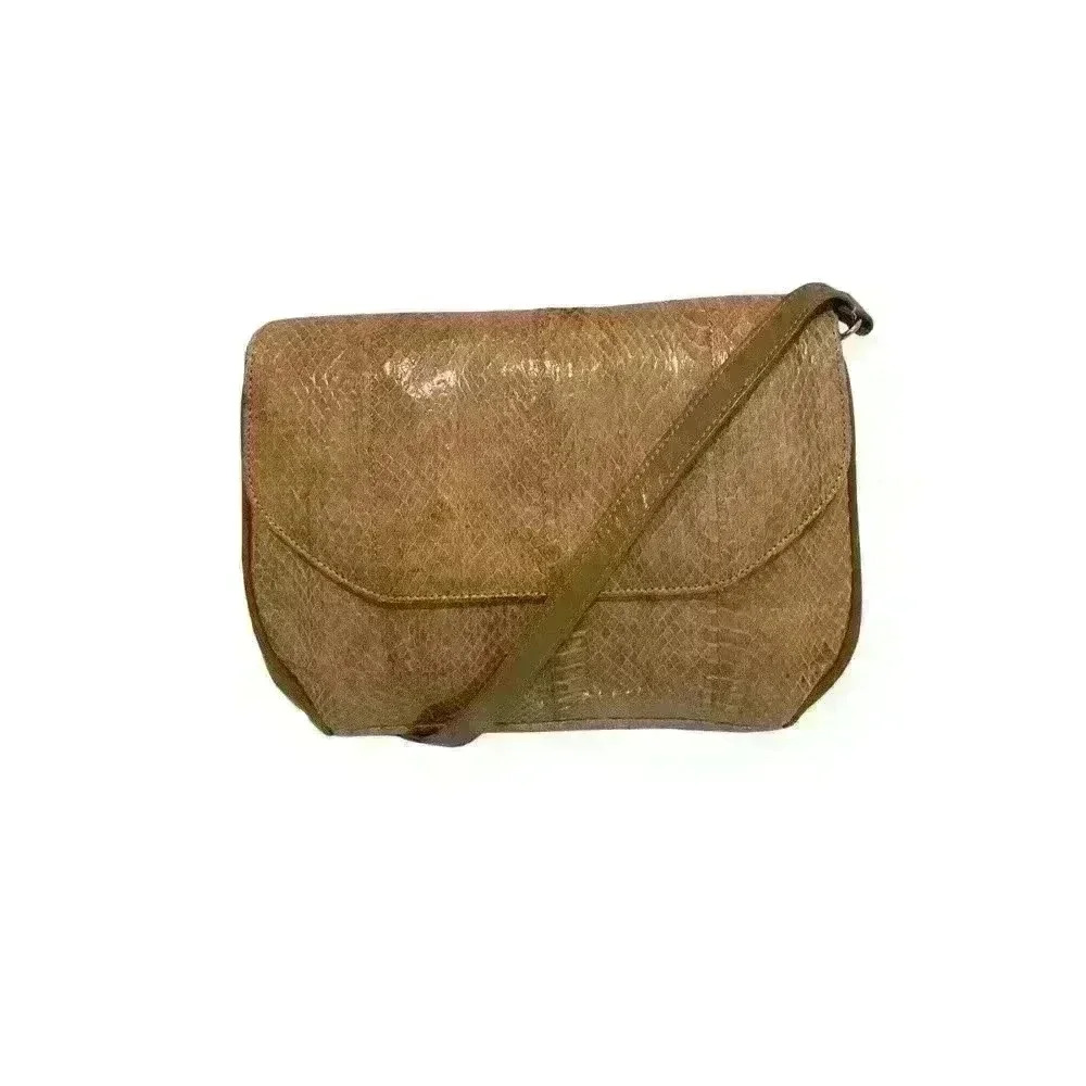 Vintage Saks Fifth Avenue Crossbody Beige Snake Skin Purse Handbag